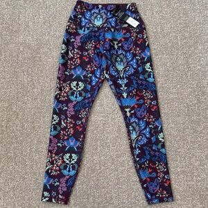 Greyson women’s  La Vie en Rose Luna Leggings with Blue and Purple Floral Design